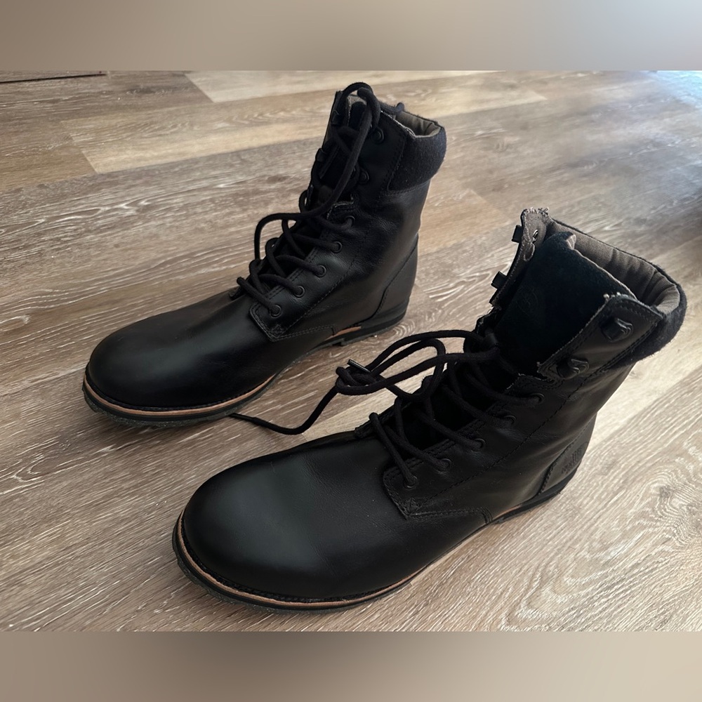 THE NORTH FACE 100 Gram Black Leather Boots Lace-Up SIZE 14 MEN’S Rugged Outdoor - Picture 4 of 14